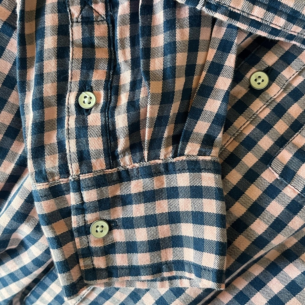 Prince & Fox Women’s Button-Up Shirt | Size S/P | Pink & Navy Gingham Plaid - Picture 6 of 8
